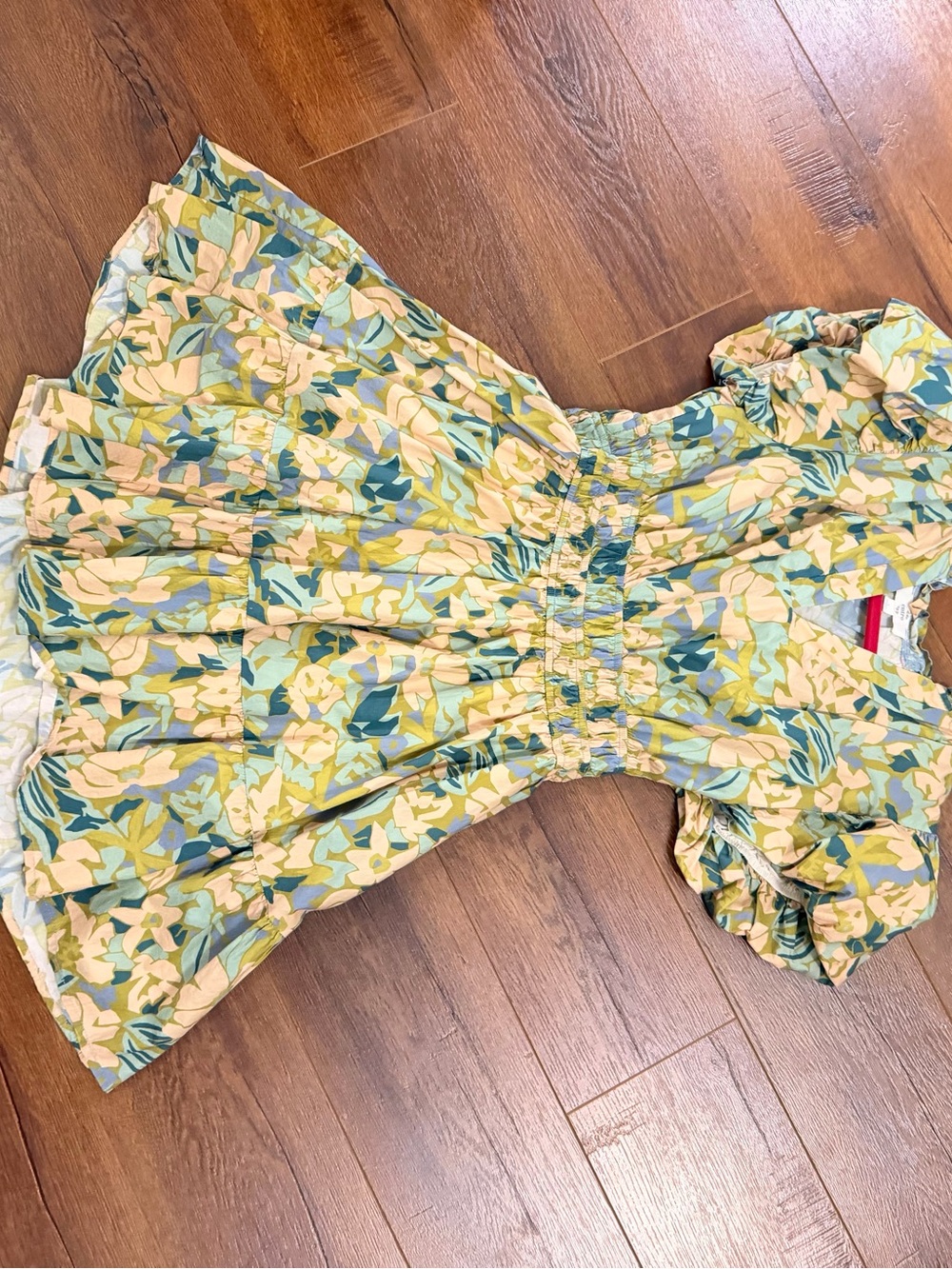 Trendy boutique Yellow, Blue & Cream Floral Smocked Girls Dress